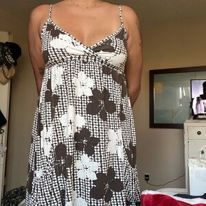 Brown and White Floral Dress